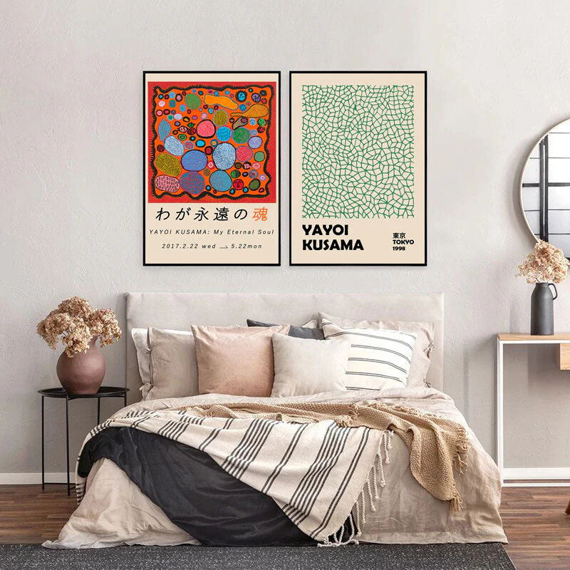 HULIANFU   Yayoi Kusama Exhibition Posters and Prints Gallery Wall Art Picture Museum Modern Canvas Painting Nordic Living Room Decoration - Deanwangkt