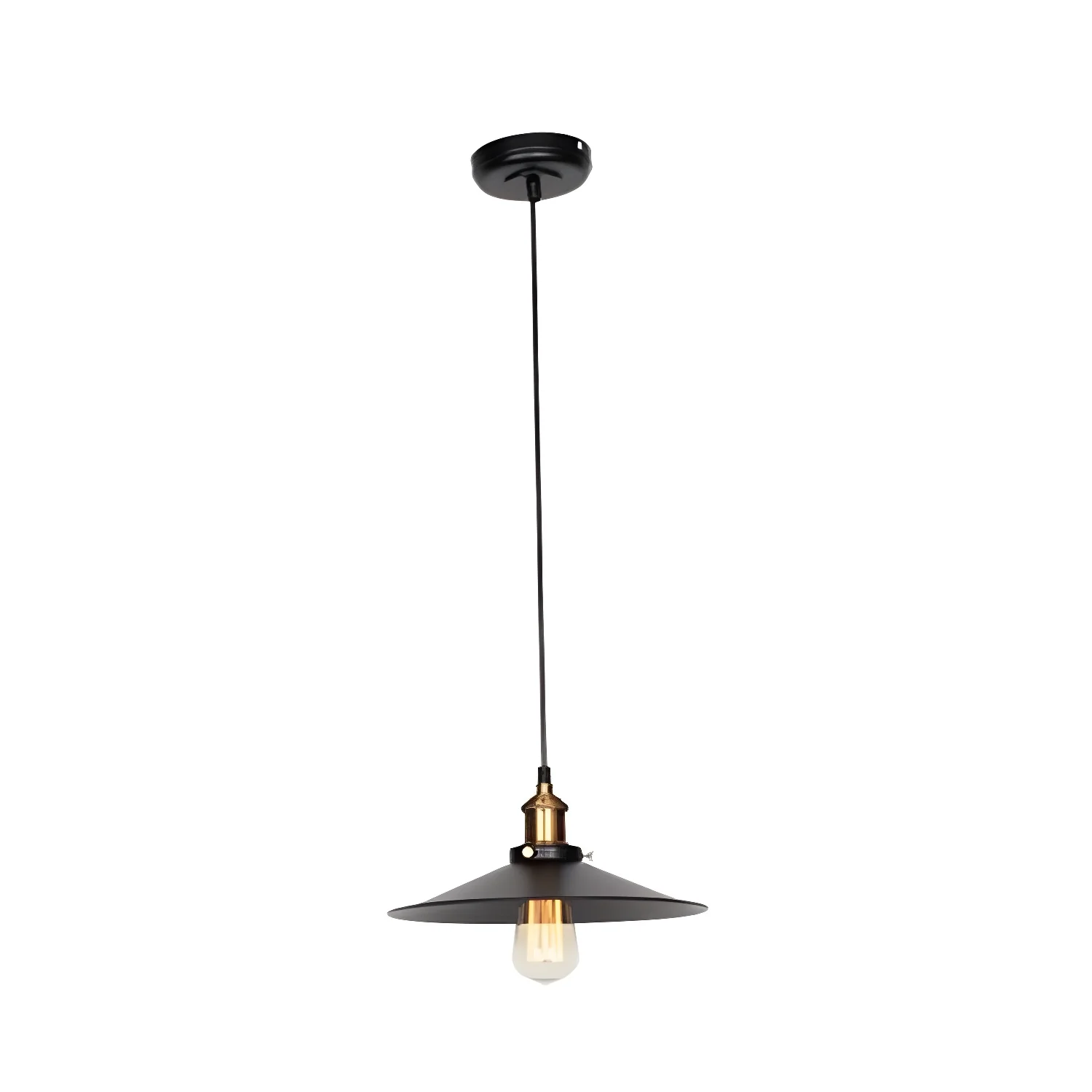Industrial Black Metal Cone Hanging Pendant Light Fixture