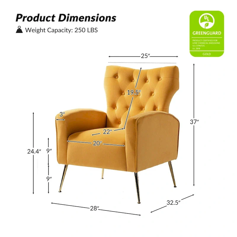 Abadiana Accent Tufted Chair with Metal Base by HULALA HOME