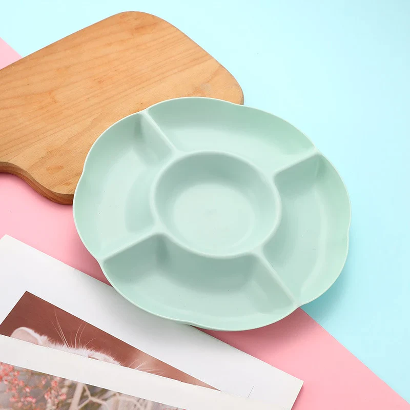 HULIANFU Multi-function Plastic Fruit Plate Dessert Tray Plate Snack Dish 6 Compartments - Deanwangkt