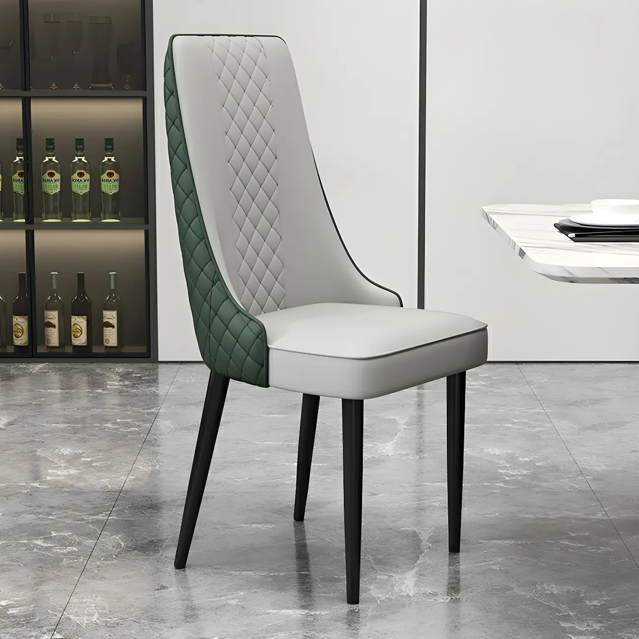 Modern Leather Full Back Upholstered Dining Chair
