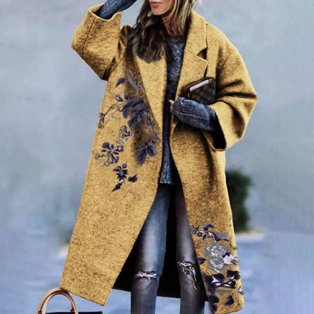 Autumn Winter Long Sleeve Pocket Green Outwear Casual Loose Blend Wool Long Overcoat Women Vintage Button Cardigan Tops Jackets - Deanwangkt