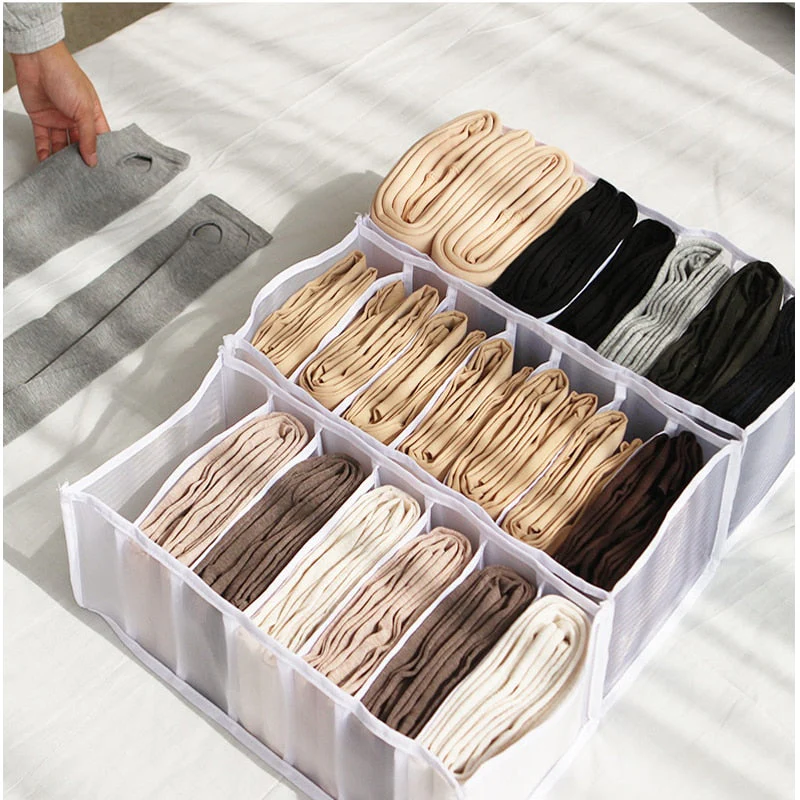 HULIANFU Stacking Pants Drawer Divider Organizer Jeans Compartment Storage Box Can Washed Home Closet Clothes Drawer Mesh Separation Box - Deanwangkt