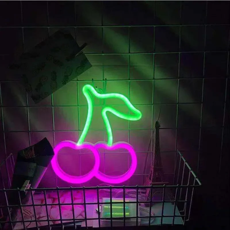 HULIANFU Night Ligh USB Powered Banana Cactus Pineapple Coconut Tree Love Popsicle Hello Rose Led Backplane Neon Lights for Bedroom Decor - Deanwangkt
