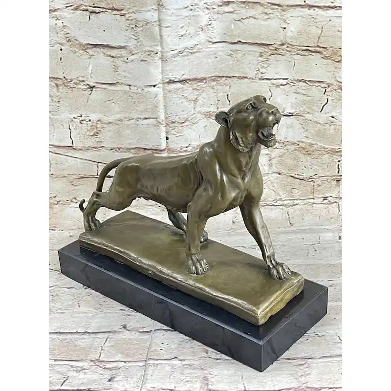 Jaguar Panther Imitative Leopard Cougar Big Imitative Cat Collector Bronze Marble Statue Art Decor