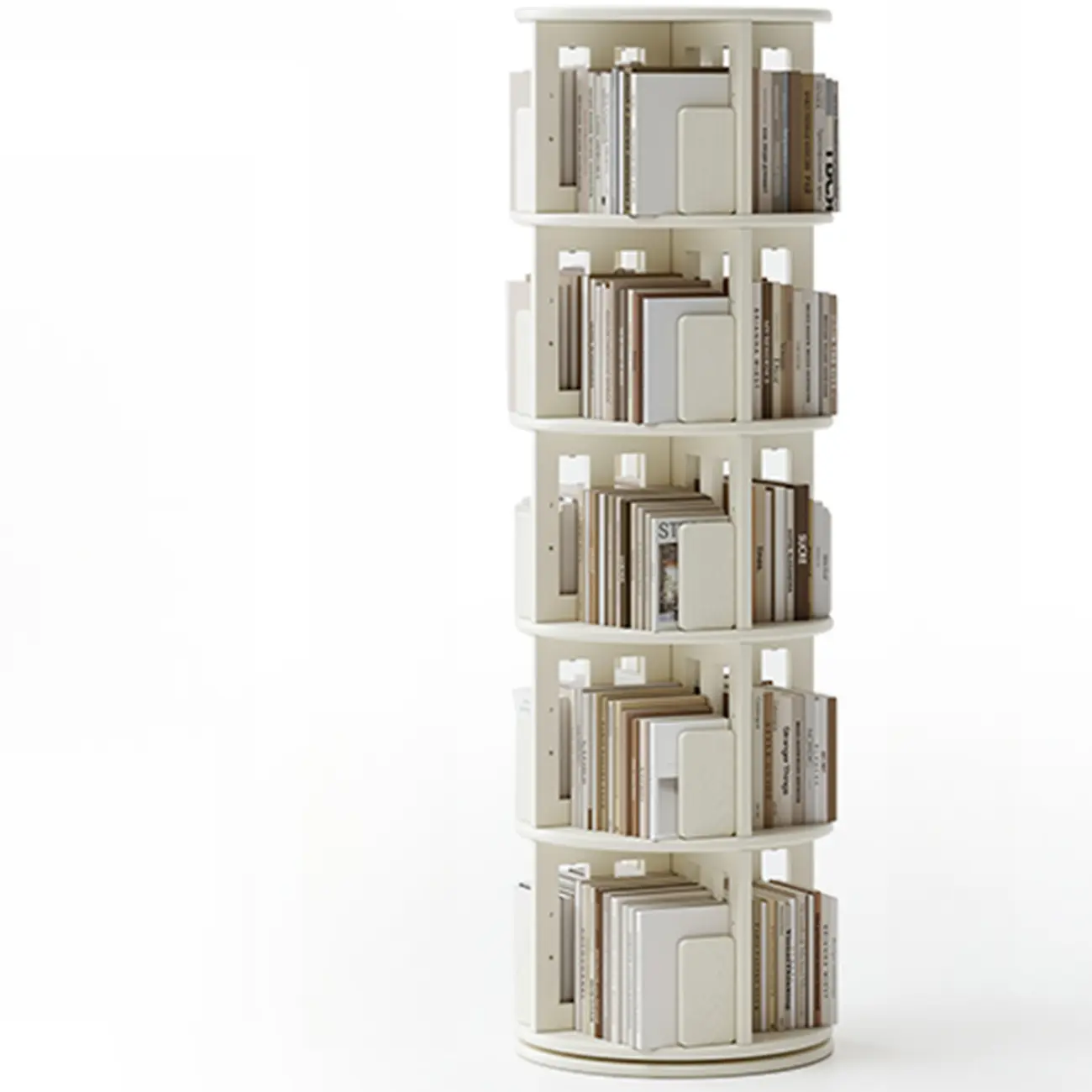 Swivel Rubberwood Vertical Open Back Bookcase with Drawer