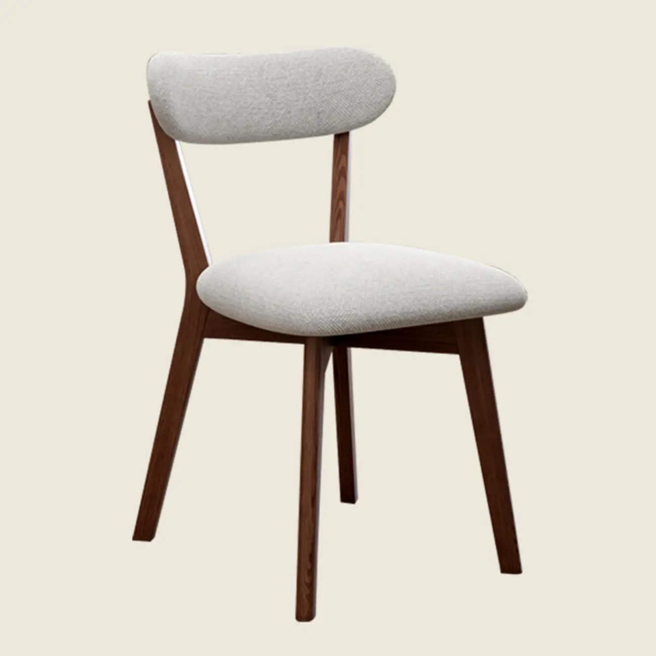 Walnut Wood Mid-Century Modern Upholstered Dining Chair