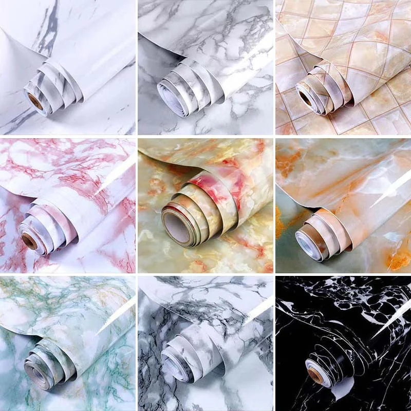 HULIANFU 「Elvesmall」Marble Wallpaper Rolls for Kitchen Furniture Refurbish Room Decor Wall Decorative Vinyl Self Adhesive Wall Stickers Home Decor - Deanwangkt