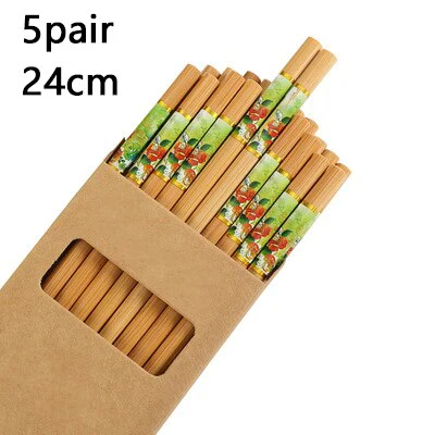 HULIANFU Reusable 5 Pair Set Handmade Bamboo Japanese Natural Wood Chopsticks Sushi Food Cat Flower Multi color Wooden Chop sticks - Deanwangkt