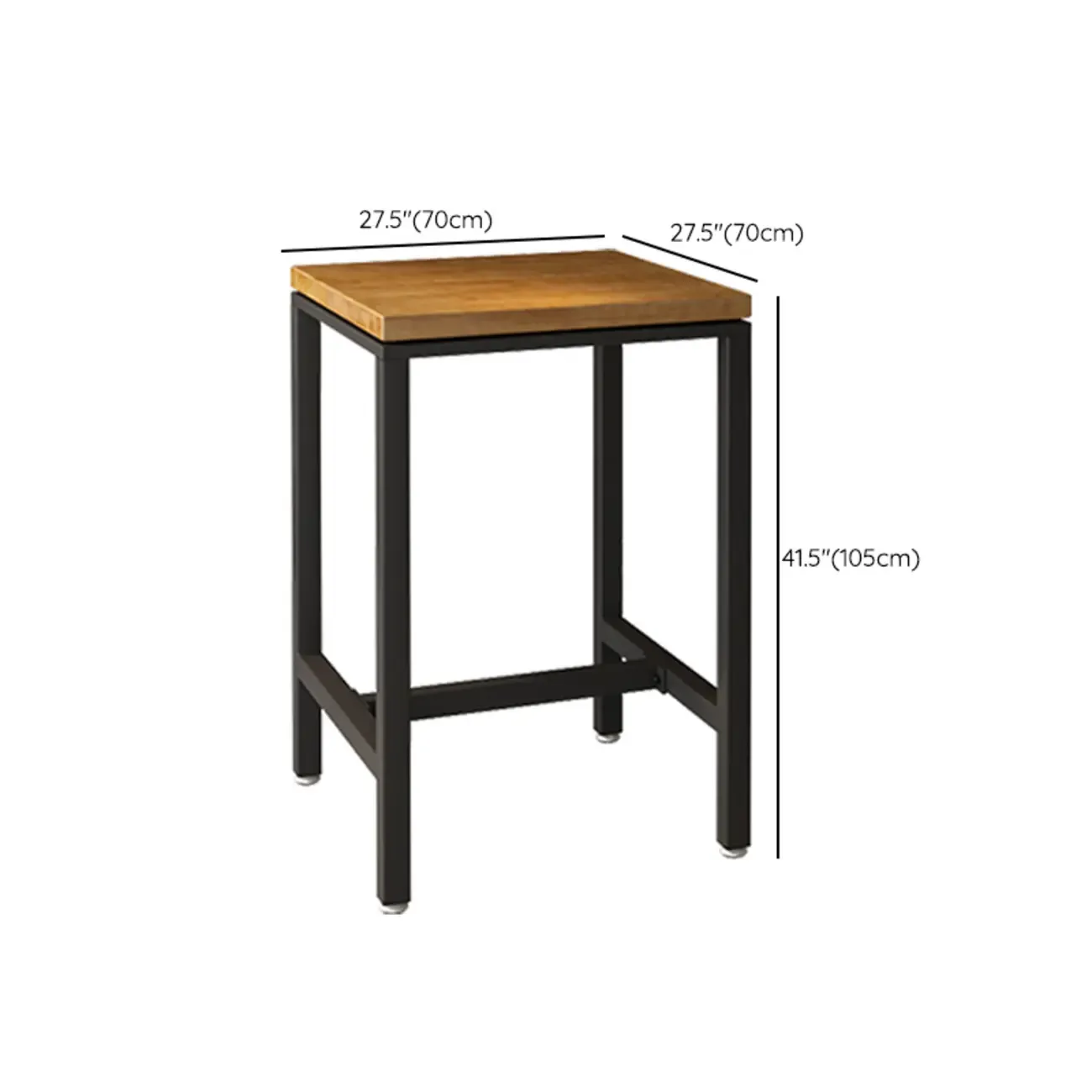 Square Wooden Top Iron Footrest Bistro Table