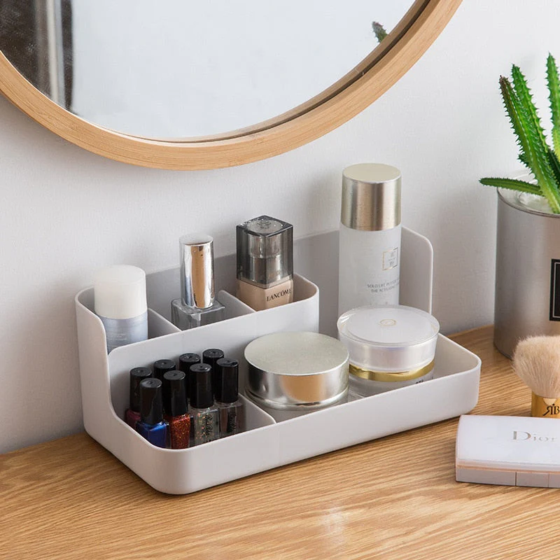 HULIANFU Makeup Organizer Bathroom Storage Box Cosmetic Organiser Office Desktop Make Up Jewelry Storage Box Sundries Container - Deanwangkt