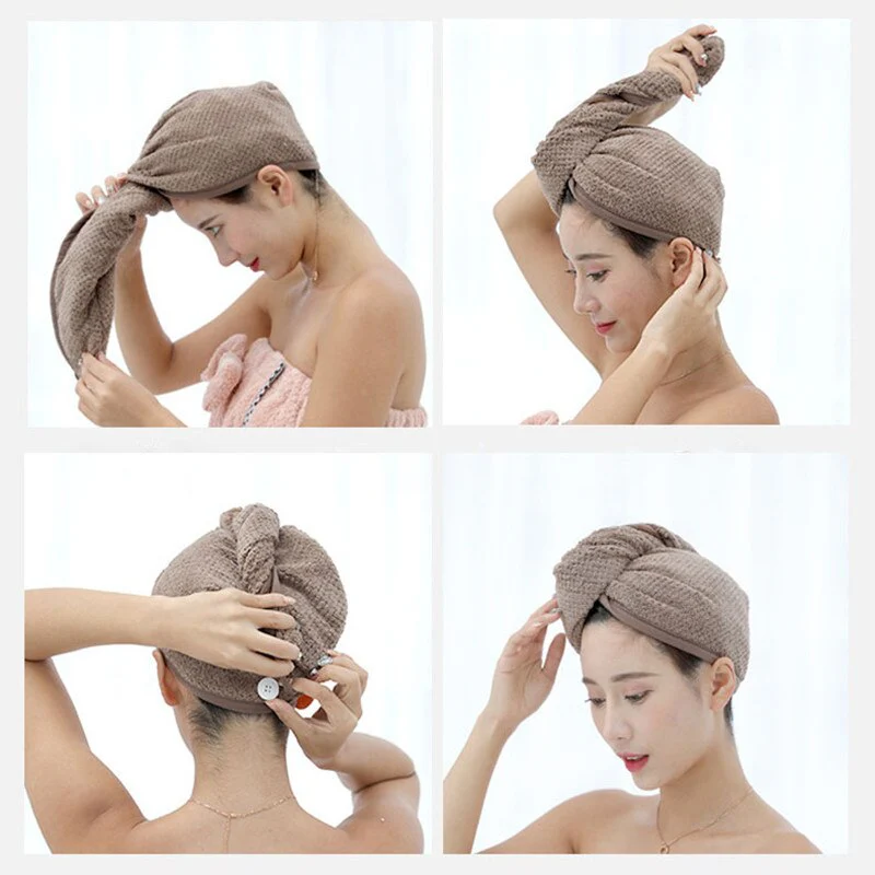 HULIANFU Magic Microfiberrapid drying hair towel towels bathroom Bath Wrap Hat Quick Cap Turban Dry toallas - Deanwangkt