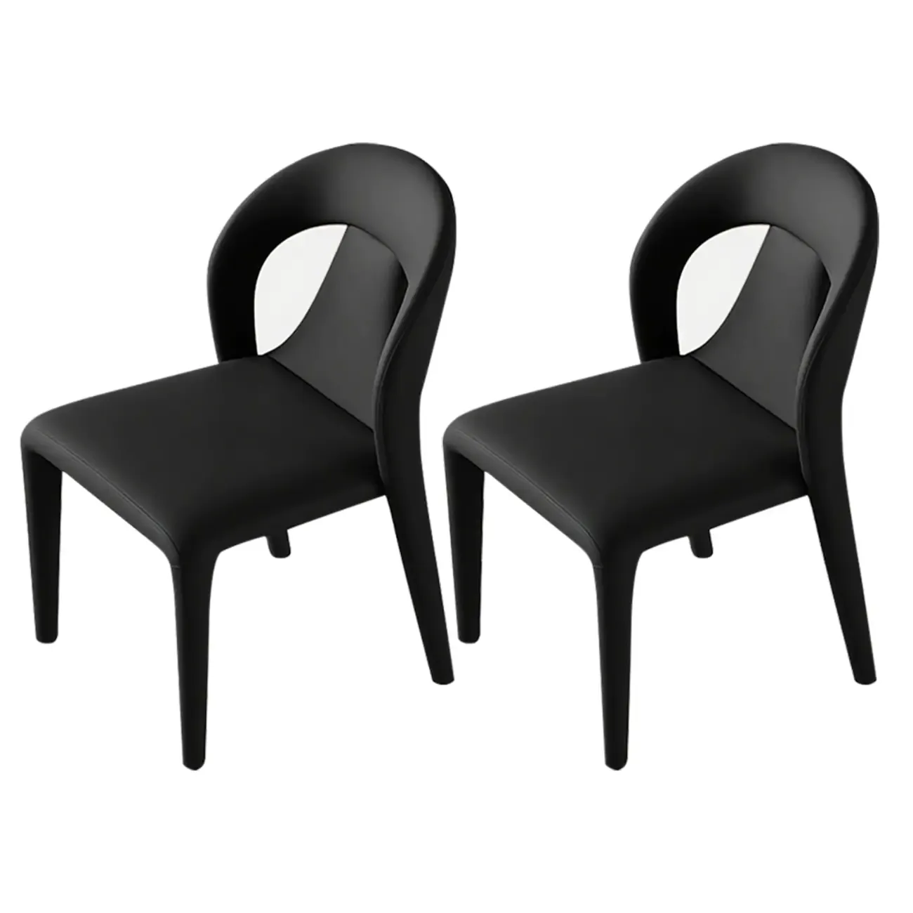 Modern Faux Leather Curved Back Armless Dining Chair Set of 2