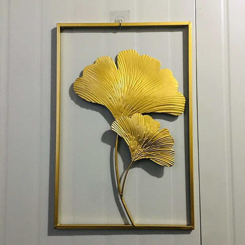 HULIANFU 2026  Nordic Metal Leaf Plant Wall Decor Wrought Iron Wall Hanging Non-perforated Wall Mural Living Room Bedroom Home Decoration Hot - Deanwangkt