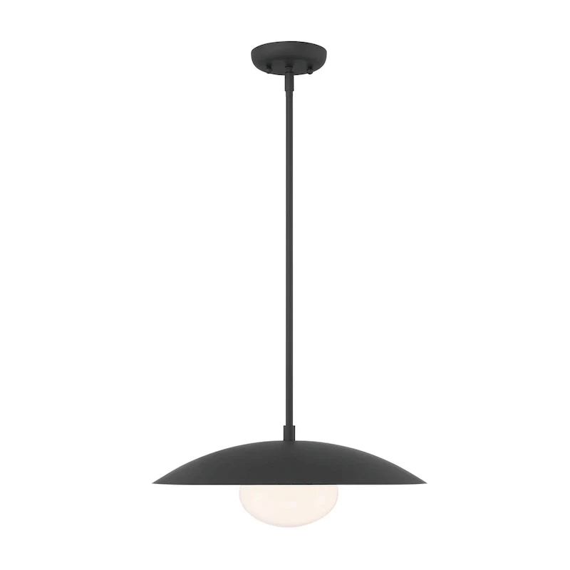 Lumanity Declan Modern Disc Matte Black 18  Pendant Ceiling Light - 18  D x 18  W x 6.5  H