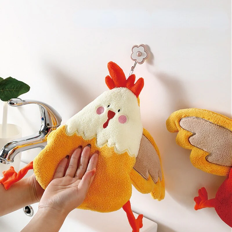 HULIANFU Lovely Cartoon Handkerchief Towel Hanging Absorbent Coral Velvet Wipe a Towel Household Kitchen Quick Drying Hand Cloth - Deanwangkt