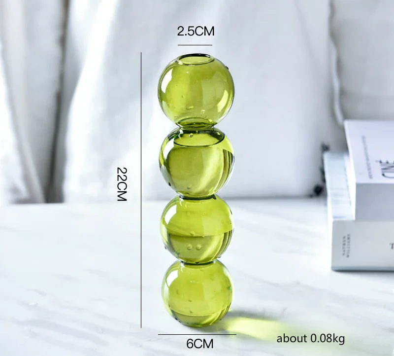 HULIANFU Nordic Creative Glass Bubble Vase Flower Arrangement Spherical Art Flower Ornaments Vases Decoration Home Birthday Gift - Deanwangkt