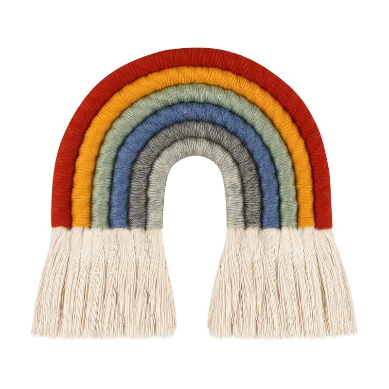 HULIANFU Lines Macrame Rainbow Hanging Ornament DIY Rope Handmade Woven Wall Decor Baby Girls Room Decor Home Nursery Decor - Deanwangkt