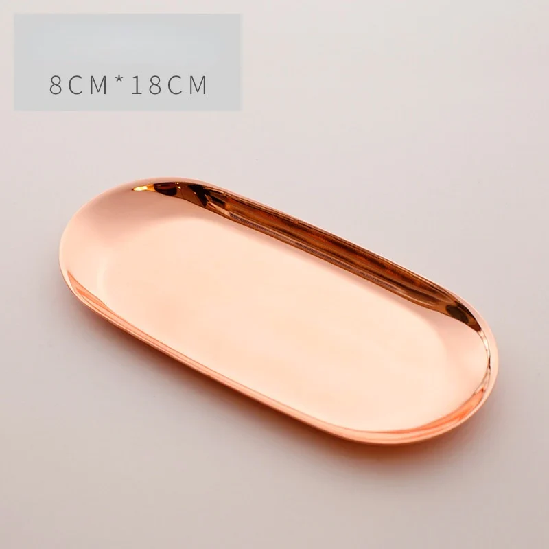 HULIANFU Nordic Oval Electroplated Metal Stainless Steel Swing Plate Creative Home Decoration Fruit Tray Tea Tray Storage Tray - Deanwangkt