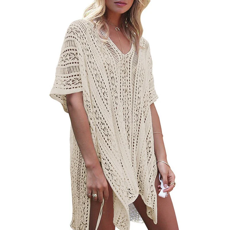 White Knitted Sexy Holiday Beach Dress Women Party Skinny Backless Long Sleeve Bodycon Mini Dresses Casual Summer Clothing - Deanwangkt