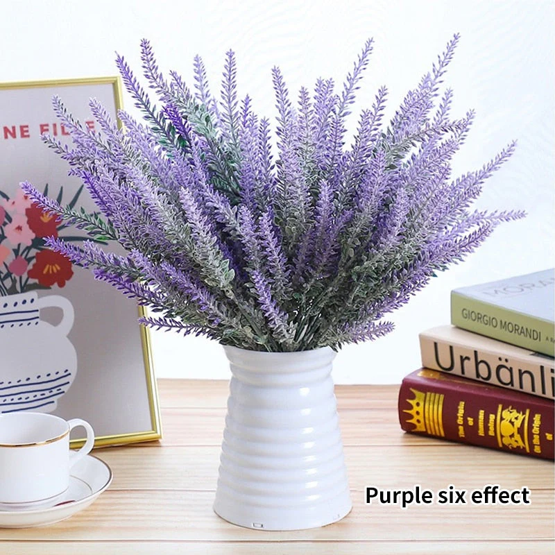 HULIANFU 2026  A Bunch of Provence Lavender Plastic Artificial Flowers False Plants Wedding Home Decoration Christmas Table Decoration - Deanwangkt
