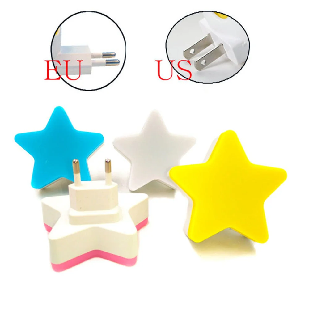 HULIANFU Sensor Control Mini Star Moon LED Light EU/US Plug Night Lamp for Bedside Lamp Baby Bedroom Children  Room Sleeping Decoration - Deanwangkt