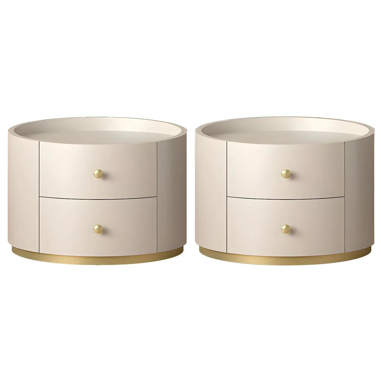 Glam Manufactured Wood Round 2-Drawer Nightstand