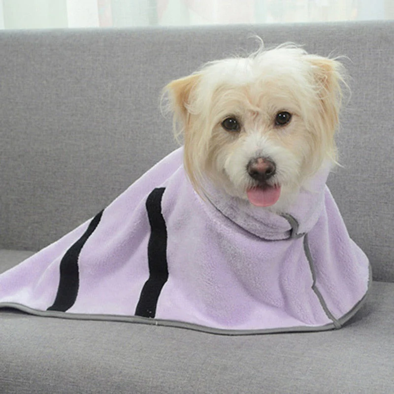 HULIANFU Wearable Dog Bathrobe Towels Super Absorbent Dog Bath Towel Coral Fleece Drying Robes Moisture Absorbing For Dog And Cat - Deanwangkt