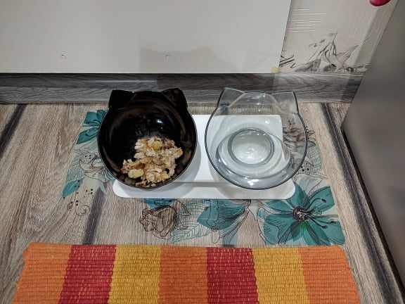 HULIANFU Non-Slip Pet Bowls For Cats Food Cat Water Bowl Double Cat Bowl Dog Bowl Pet Feeding Cat Dogs Feeder Protection Cervical - Deanwangkt