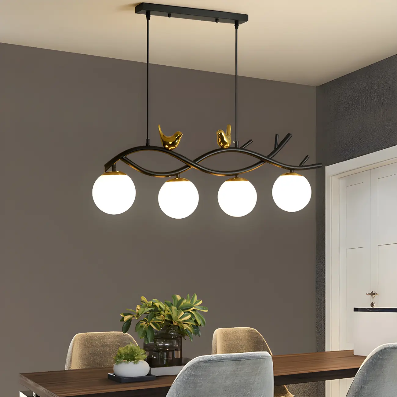 Industrial Black Globe 4-Light Kitchen Island Pendant Light
