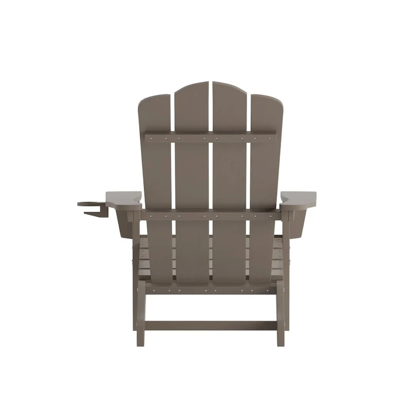 Set of 2 Commercial All-Weather Adirondack Chairs with Cupholders