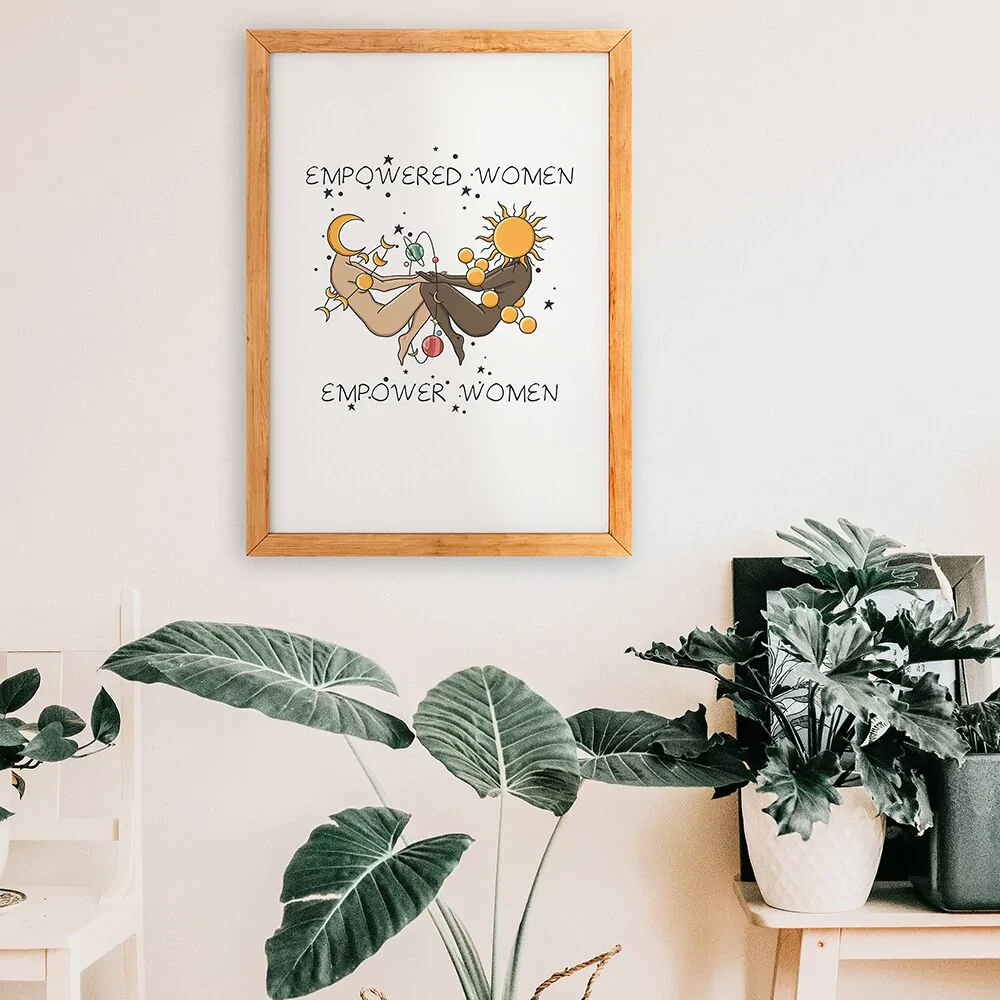 HULIANFU Nordic Style Feminine Posters and Prints Female Celestial Wall Art Sun Moon Body Soul Wall Pictures for Living Room Home Decor - Deanwangkt