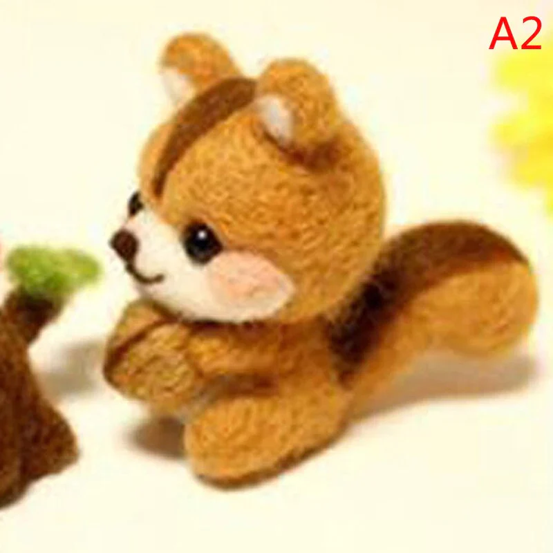 HULIANFU Non-Finished Felt Kit Cute Animal Collection Panda Squirrel Cat Penguin Doll Wool Felt Poked Kitting DIY Felting Materials - Deanwangkt