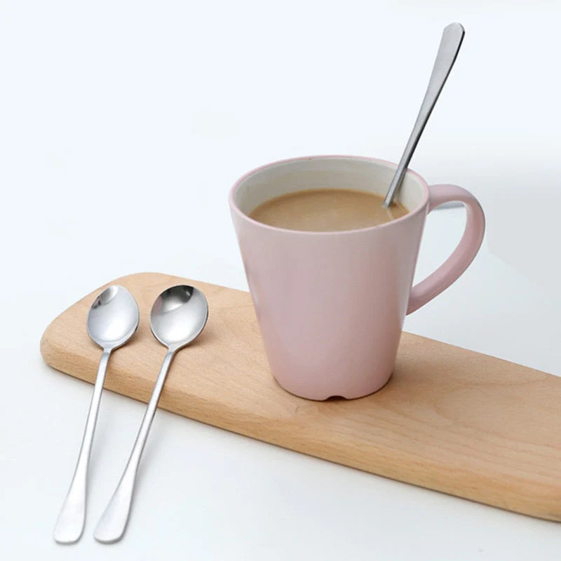 HULIANFU Spoon Stainless Steel Kitchen Cooking Spoon Soup Spoons For Eating Mixing Stirring Cooking Long Handle Spoon Tableware - Deanwangkt