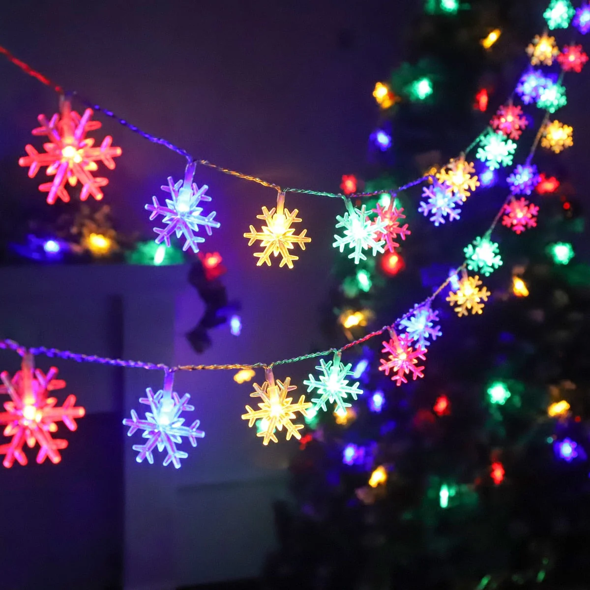 HULIANFU Snowflake LED Light Christmas Decor For Home Hanging Garland Christmas Ornaments Xmas Tree Decor Noel Navidad  New Year - Deanwangkt