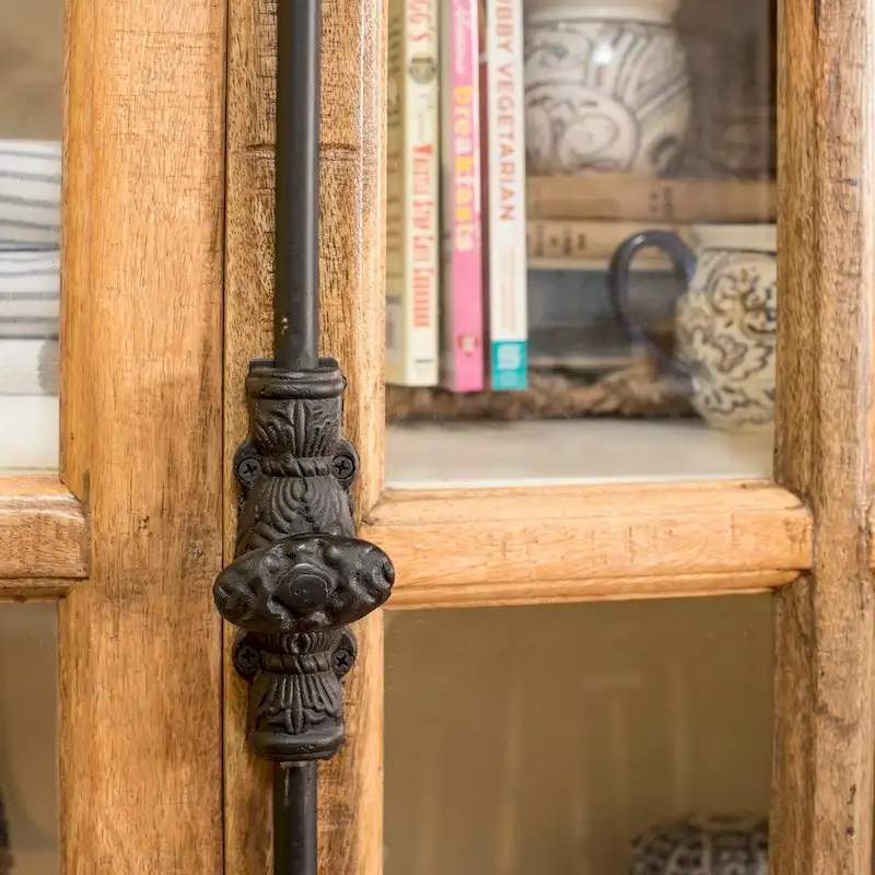 The Gray Barn Upper Glen Solid Mango Wood Clear Tempered Glass Window Pane Curio Cabinet