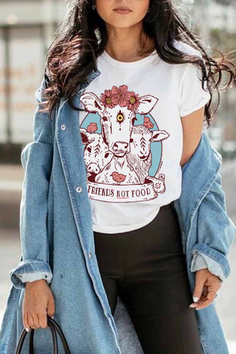 hulianfu colorful Cow Carton Print T-shirt - Deanwangkt