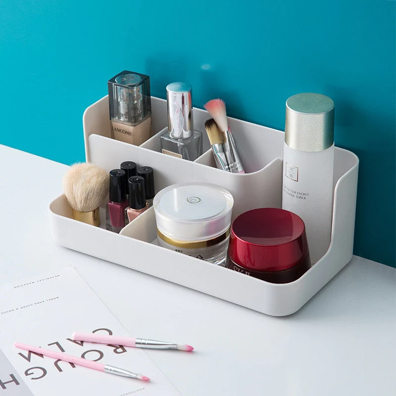 HULIANFU Makeup Organizer Bathroom Storage Box Cosmetic Organiser Office Desktop Make Up Jewelry Storage Box Sundries Container - Deanwangkt