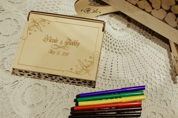 HULIANFU Wedding Guest Book Wedding Guestbook Wedding Drop Box Guestbook Hearts Wedding Guest Book Alternative Transparent Guest Book Wed - Deanwangkt