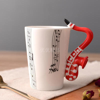 HULIANFU Novelty Music Note Cup Ceramic Guitar Coffee Mugs Personality Tea/Milk/Juice/Lemon Water Bottle Christmas Birthday Gift - Deanwangkt
