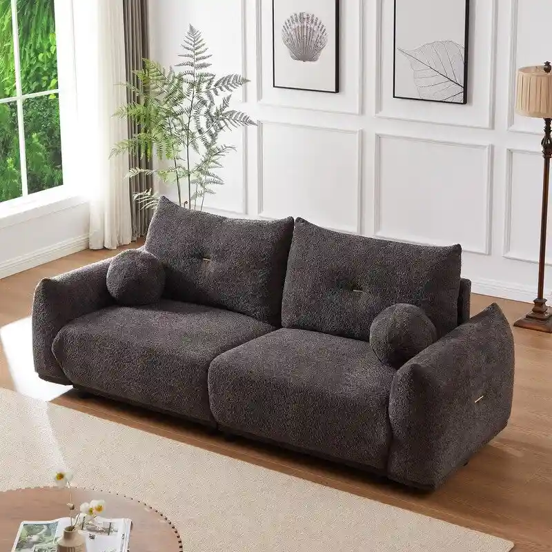 90 comfortable sofa with 2 cushions and 2 ball pillows