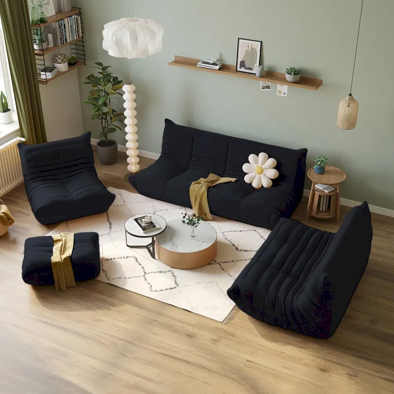 Lazy Floor Sofa Couch Modern Teddy Fabric Sofa Living Room Sofa Bean Bag Chair