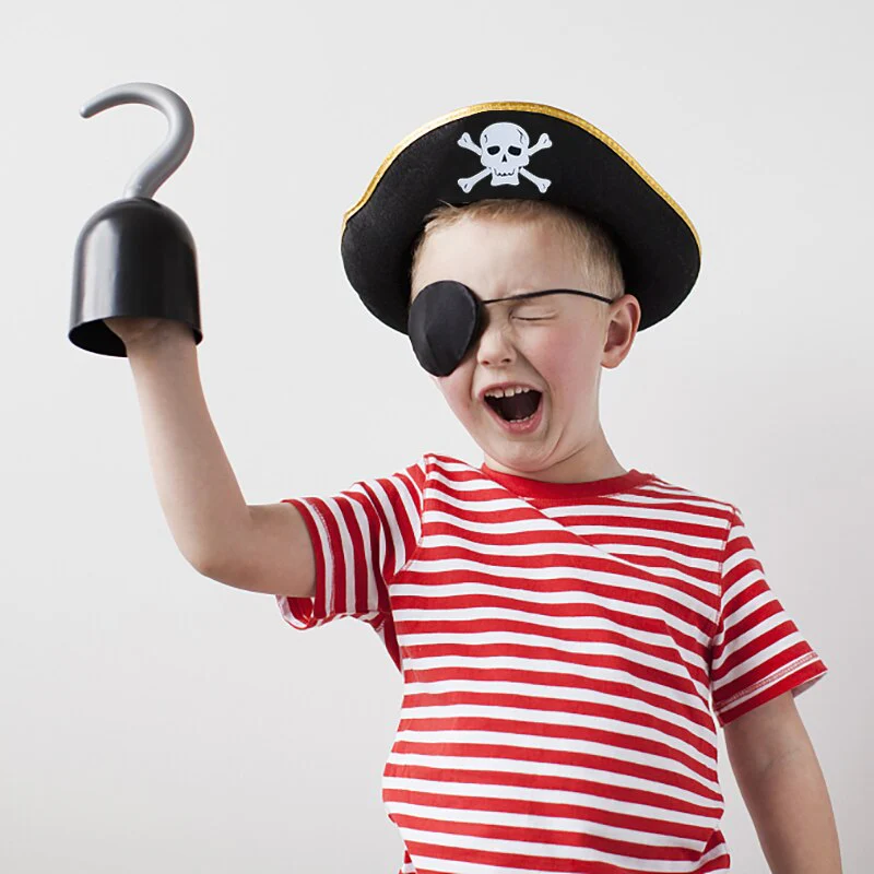 HULIANFU Print Skull Children / Adult Pirate Hat Cosplay Costume Cap Halloween Masquerade Party Performance Pirate Captain Hat Props - Deanwangkt