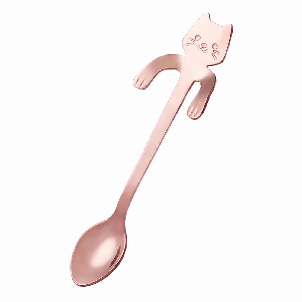 HULIANFU Stainless Steel Coffee Spoon Lovely Cute Cat Shape Teaspoon Dessert Snack Scoop Ice Cream Mini Spoons Tableware Kitchen Tools - Deanwangkt