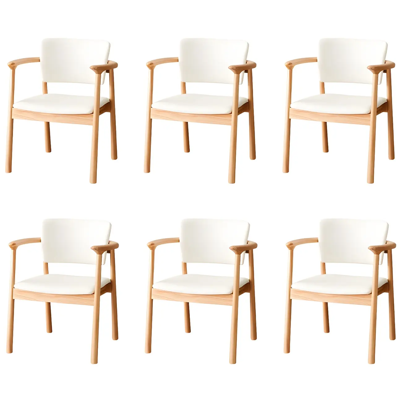 Modern Upholstered Rubberwood Arm Dining Chair Set of 2