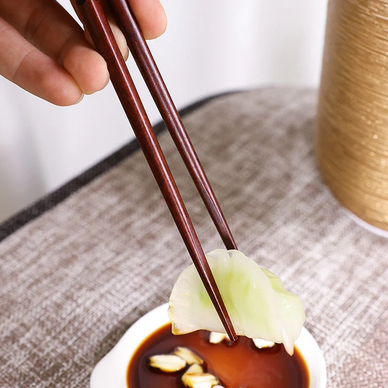 HULIANFU Reusable Natural Wood Chopsticks Red jujube wood Dishwasher Safe Non-slip Elegant Design - Deanwangkt