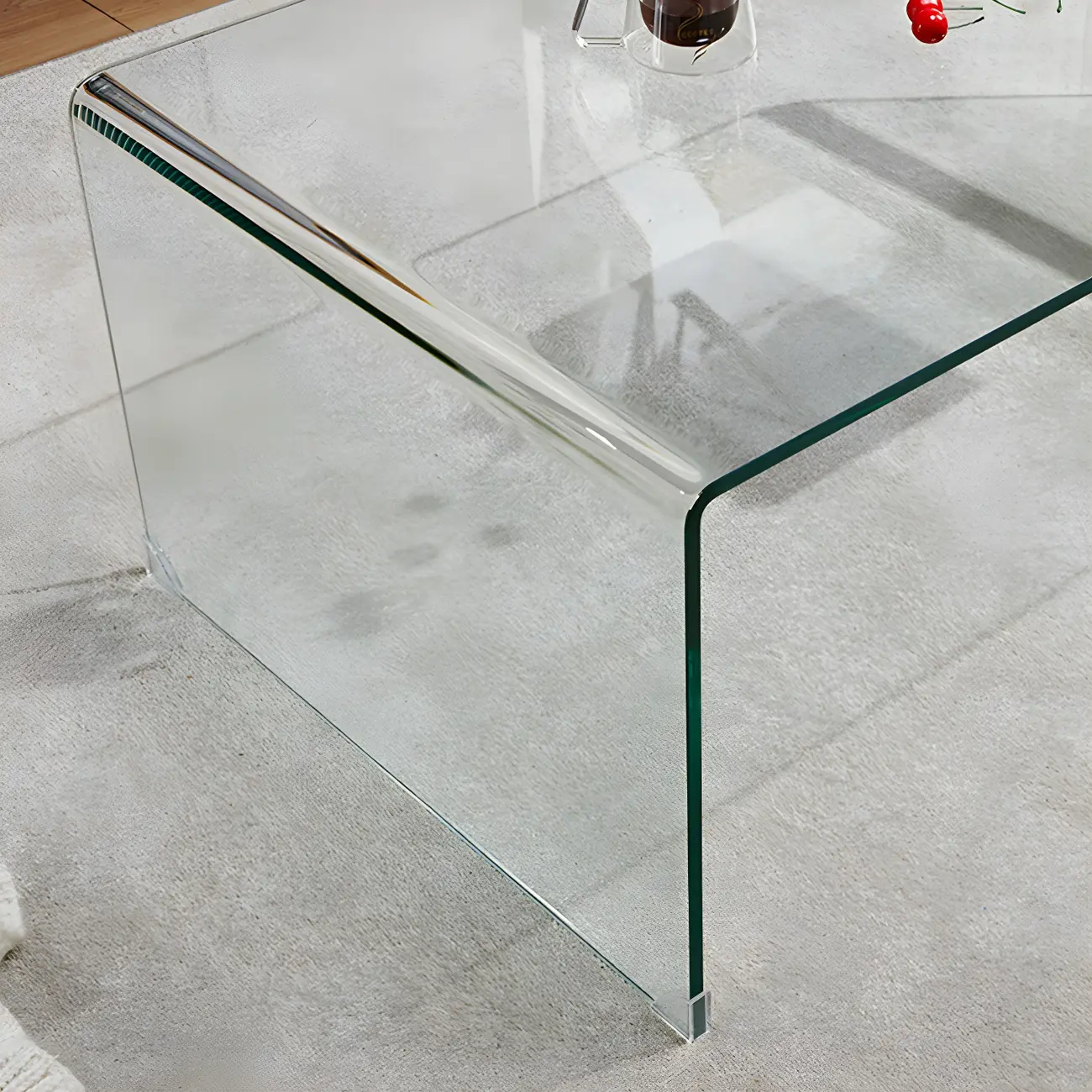 Stylish Clear Glass Nightstand with Open Shelf