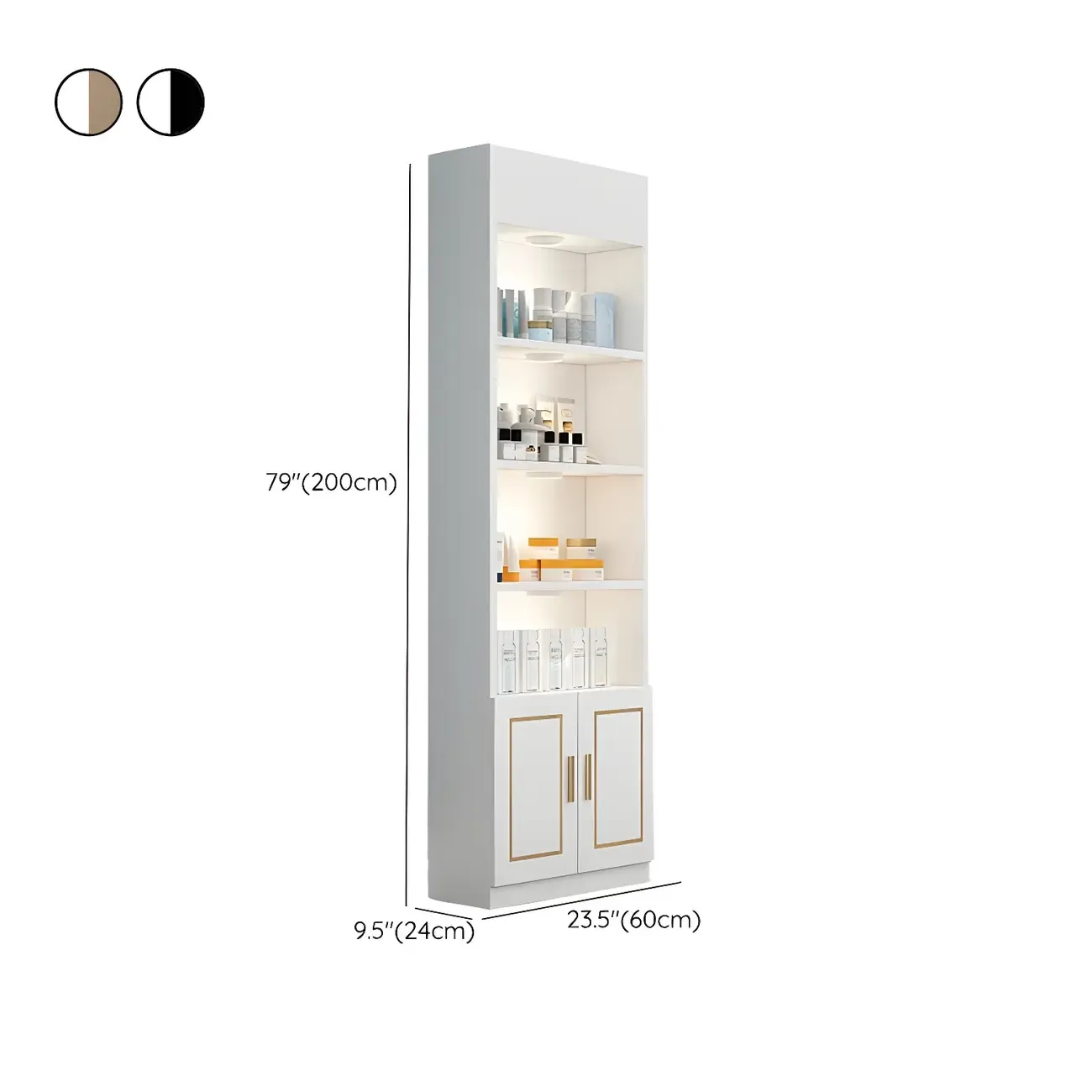 White Rectangle Large Wood Open Display Cabinet