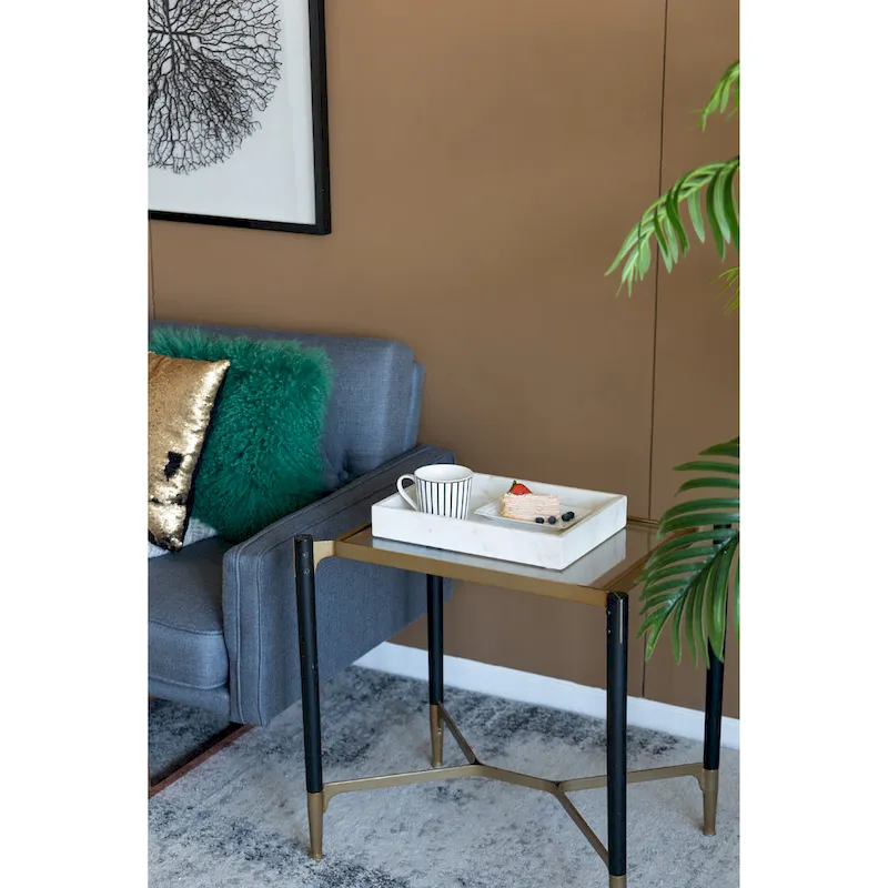 A&B Home Rectangular Marble Tray - White