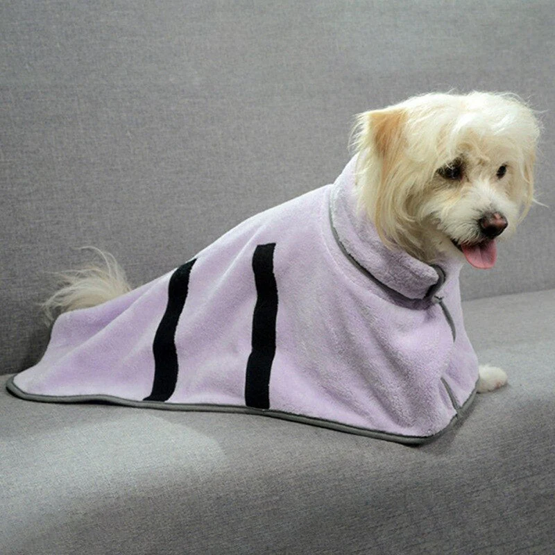 HULIANFU Wearable Dog Bathrobe Towels Super Absorbent Dog Bath Towel Coral Fleece Drying Robes Moisture Absorbing For Dog And Cat - Deanwangkt
